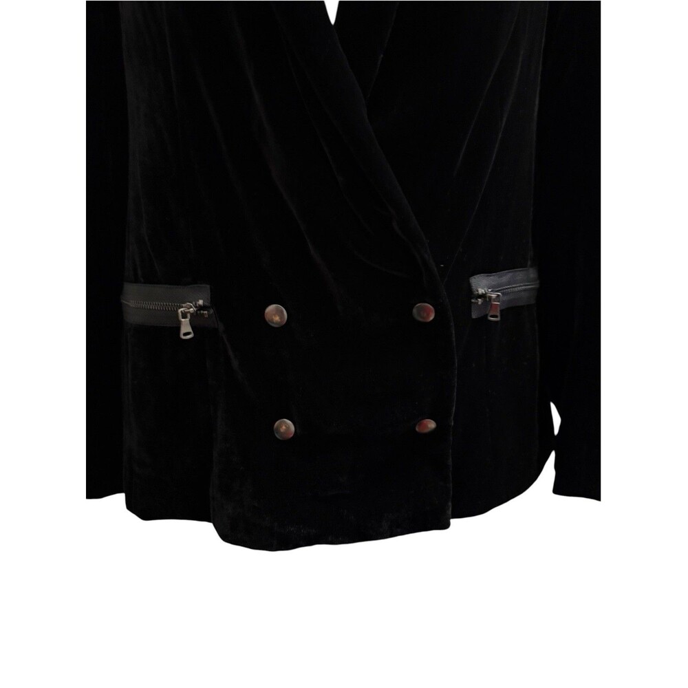 PAIGE Karissa Black Velvet Double Breasted Blazer Zip Pockets Size S - Picture 6 of 10